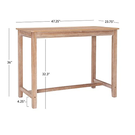 Linon Distresed 36 inch Height Pub Claridge Table, Distressed Brown Counter Linon