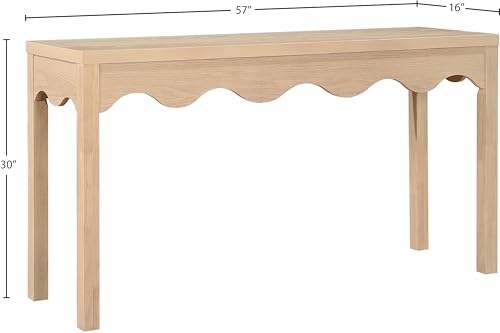 Meridian Furniture 99041Natural-S Fiora Collection Modern | Contemporary Console Table with Rich Natural Finish, Scalloped Aprons, 54" W x 16" D x 30" H, Natural Meridian Furniture