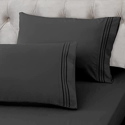 EaseHome Full Size Sheets - Extra Soft Full Sheets with 18-inch Deep Pocket, Premium Bedding Collection - Extra Soft Breathable Wrinkle Fade Stain Resistant Hypoallergenic - 4 Piece (Full, Black) EaseHome