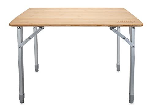 Camco Folding Bamboo Table with Aluminum Legs | Natural Bamboo Top | Lightweight for Added Portability (51895) Camco
