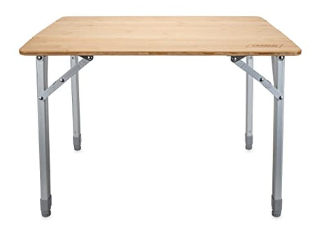 Camco Folding Bamboo Table with Aluminum Legs | Natural Bamboo Top | Lightweight for Added Portability (51895) Camco