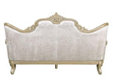 Acme Libertee Upholstered Sofa with 5 Pillows in Beige and Champagne Acme