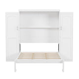 Harper & Bright Designs Full Size Murphy Bed, Wood Full Wall Bed with Two Closets and Storage Shelf, Multifunctional Foldable Platform Bed Frame for Guest-Room/Bedroom, White Harper & Bright Designs