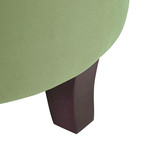 Homepop Home Decor | Upholstered Round Velvet Tufted Foot Rest Ottoman | Ottoman with Storage for Living Room & Bedroom | Decorative Home Furniture, Green HomePop