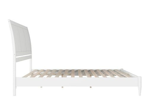 Valencia King Solid Wood Low Profile Sleigh Bed with Charging Station - White AFI