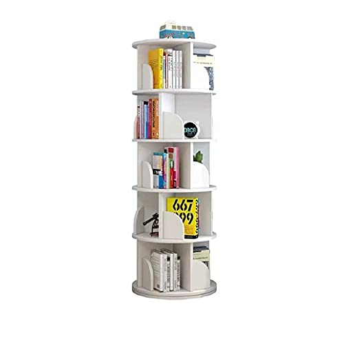 5 Tier 360° Rotating Stackable Shelves Bookshelf Organizer (White)