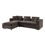 Ball & Cast Modular L-Shaped Sectional Sofa with Storage - 93.8" Chenille Fabric Couch, Deep Seating & Matching Pillows, Modern Living Room Furniture,Brown Ball & Cast