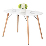 FurnitureR Dining Table Oval 47.2 Inch for 4-6 Person, Stylish Leisure Table Functional Table with Wooden Legs for Home Kitchen, Cafés, Small Places, White FurnitureR