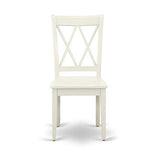 East West Furniture VACL9-LWH-W 9 Piece Dining Table Set Includes an Oval Dining Room Table with Butterfly Leaf and 8 Wood Seat Chairs, 40x76 Inch, Linen White East West Furniture