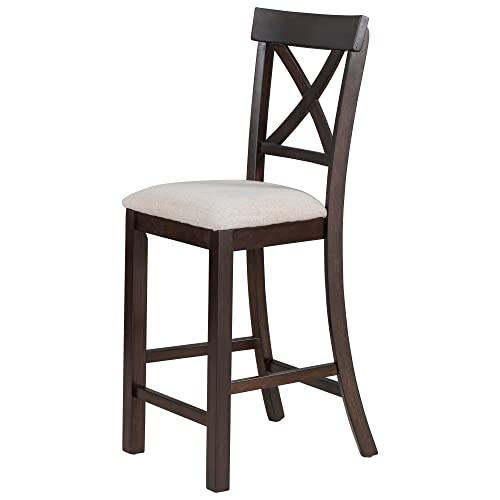 Merax 6 Pieces Counter Height Dining Table Set, Wood Rectangular Table and 4 Chairs and Bench, Kitchen Dining Table Chairs Set for 6 Persons (Espresso) Merax