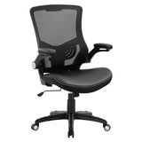 Office Chair Ergonomic Desk Chair, Computer PU Leather Home Office Chair, Swivel Mesh Back Adjustable Lumbar Support Flip-up Arms Executive Task Chair X XISHE
