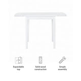 Linon White 30" Square 30" X 48" Fully Extended Torino Drop Leaf Table Linon