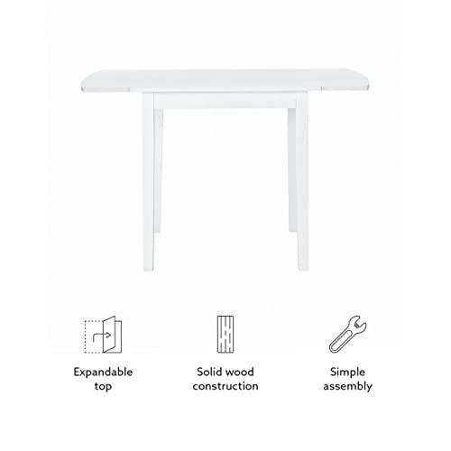 Linon White 30" Square 30" X 48" Fully Extended Torino Drop Leaf Table - WoodArtSupply