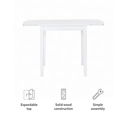 Linon White 30" Square 30" X 48" Fully Extended Torino Drop Leaf Table - WoodArtSupply