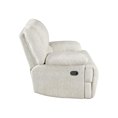 Lexicon Manual Reclining Chair-Textured Microfiber Wall Hugger Recliner, Tab Pull Reclining, Pillow Top Arms, for Living Room/Theater Seating/Apartment, Easy Assembly, Vanilla Beige