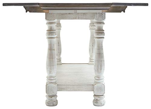 Signature Design by Ashley Havalance Farmhouse Sofa Table, Flip Top Design for Additional Dining Space and Fixed Lower Shelf, Gray & White with Weathered Finish Signature Design by Ashley