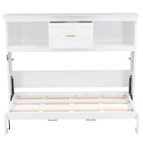 Harper & Bright Designs Twin Size Murphy Bed with Storage Drawer, Open Cabinets and Charging Station, White Harper & Bright Designs