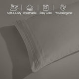 Elegant Comfort Luxurious 1500 Premium Hotel Quality Microfiber Three Line Embroidered Softest 4-Piece Bed Sheet Set, Wrinkle and Fade Resistant, Twin/Twin XL, Gray Elegant Comfort