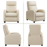 Yaheetech Modern Fabric Recliner Chair Sofa Adjustable Single Sofa with Thicker Seat Cushion and Backrest for Living Room Home Theater, Beige