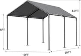 Carport, 10x20ft Heavy Duty Portable Garage, Car Port with Storage Shed, Car Canopy Car Tent with Steel Frame All-Season Tarp for Car, Truck, Boat, Party, Grey TANGJEAMER