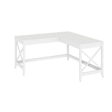 Workspace by Alera L-Shaped Farmhouse Desk, 58.27" x 58.27" x 29.53", White Alera