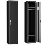 INTERGREAT Metal Locker for Employee with Lock, 72" H Employee Locker Storage Cabinets with Single Door, Steel Storage Lockers for Home Office,Gym,School (Black) INTERGREAT