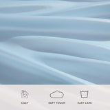 Laura Ashley - Twin Sheet Set, 100% Soft & Silky Smooth Satin Bed Sheets, Deep Pockets, Bedding with Matching Fitted Sheet & Pillowcase (Bliss Blue) Laura Ashley