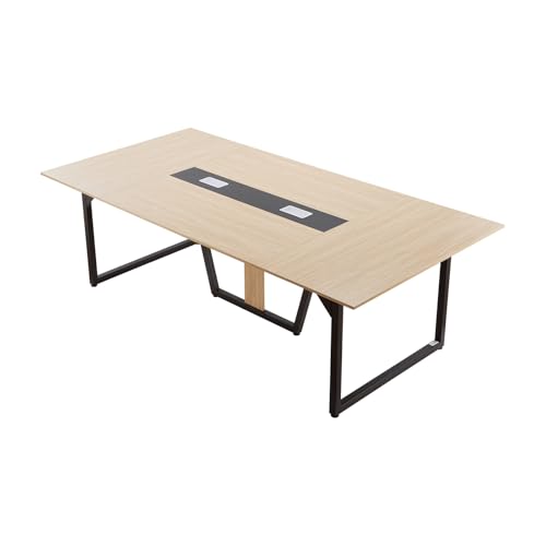 VEVOR Conference Table, 8 ft Office Meeting Table for 10 Person, Modern Rectangle Seminar Desk with Metal Legs, Large Meeting Desk Ideal for Office, Boardroom, Conference Room, Easy Assembly, Brown VEVOR