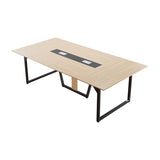 VEVOR Conference Table, 8 ft Office Meeting Table for 10 Person, Modern Rectangle Seminar Desk with Metal Legs, Large Meeting Desk Ideal for Office, Boardroom, Conference Room, Easy Assembly, Brown VEVOR