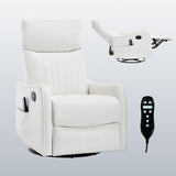 High Back Massage Recliner with Heat - Swivel Rocking Chair for Small Spaces, Manual Lazy Boy Recliner for Adults, Perfect for Living Room & Bedroom, Soft Fabric (White) HomJoones