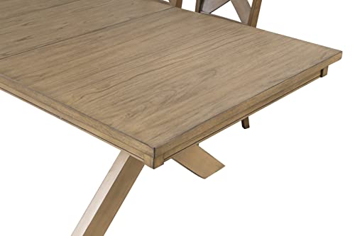 Roundhill Furniture Raven Wood Trestle Extendable Dining Table with Leaf, Glazed Pine Brown Roundhill Furniture