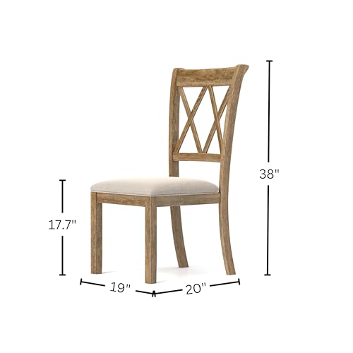 Roundhill Furniture Havre 5-Piece Dining Set, Pedestal Round Table with 4 Stylish Chairs, Oak Roundhill Furniture