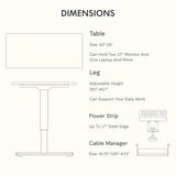 FLEXISPOT EN2 Whole-Piece Standing Desk with Clamp Power Strip, 60 x 24 Electric Stand Up Height Adjustable Desk with Cable Management (Black Frame + 60" Black Top, 2 Packages) FLEXISPOT