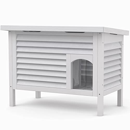 GDLF Outdoor Cat House Solid Wood Feral Cat Shelter with Waterproof Roof & Special Full Ventilation Design Keeps Multiple Cats Cool for Hot Summers 31.9" Lx18.9 Wx23.6 H - WoodArtSupply