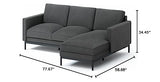 ZINUS Logan Reversible Sectional Chaise, L-Shaped Sofa, Green Tea Infused Foam Cushions, Tool-Free, Easy Assembly, Dark Grey ZINUS