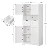 TEENFON 57.8" H Tall Bathroom Storage Cabinet with 4 Doors & 2 Adjustable Shelves, Freestanding Bathroom Cabinet with 2 Drawers, Kitchen Cabinets & Pantry, Cupboard for Kitchen, Dining Room, White TEENFON