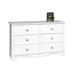 Prepac Sonoma 6 Drawer Dresser for Bedroom, Wide Chest of 6 Drawers, Bedroom Furniture, Ideal for Clothes Storage and Organization, 16"D x 48"W x 29"H, White Prepac