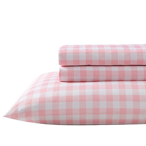 Eddie Bauer Kids - Twin XL Sheets, Stain-Resistant Toddler Bedding with Matching Sham(s), Super Soft, Ideal Pink Room Essentials (Poppy Plaid Pink, Twin XL) Eddie Bauer