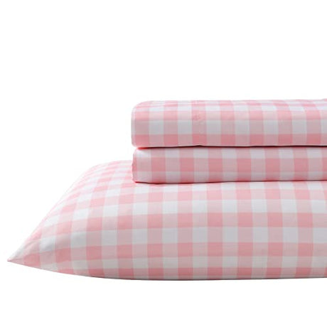 Eddie Bauer Kids - Twin XL Sheets, Stain-Resistant Toddler Bedding with Matching Sham(s), Super Soft, Ideal Pink Room Essentials (Poppy Plaid Pink, Twin XL) Eddie Bauer