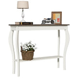 ChooChoo Narrow Farmhouse Console Table, Chic Accent Sofa Table, Entryway Table, Antique White & Brown ChooChoo
