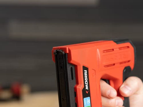 Arrow ET501F Corded 5-in-1 Professional Electric Staple and Nail Gun, Wire Stapler, and Brad Nailer for Upholstery, Framing, Insulation, Crafts, Fencing, and Cable, Black/Red Arrow