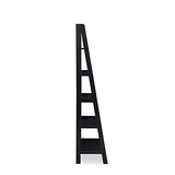 Linon Archdale Black 72" Open Back Ladder Bookshelf with 5 Adjustable Shelves Linon