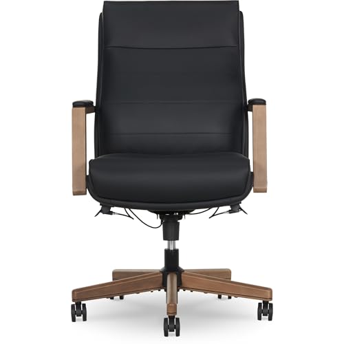 Thomasville® Fendley Ergonomic Vegan Leather Mid-Back Office Chair, Black/Brown Thomasville