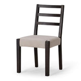 Maven Lane Willow Rustic Wooden Armless Kitchen Dining Chair in Weathered Black Finish with Padded Dove Weave Fabric Upholstered Seat, Set of 4 Maven Lane