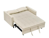 SRJunidexor 3-in-1 Convertible Sofa Bed, Velvet Sleeper Sofa with Pull-Out Bed, 54" Futon Couch with Reclining Backrest and Side Pocket, Modern Loveseat for Living Room (Beige) SRJunidexor