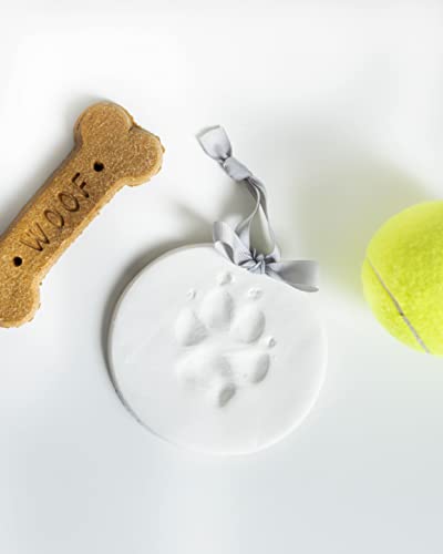 Pearhead Pet Paw Print Keepsake Ornament Kit, Memorial Clay Paw Impression for Dogs & Cats, DIY Hanging Pet Memorial with Ribbons, Pet Keepsake Gift