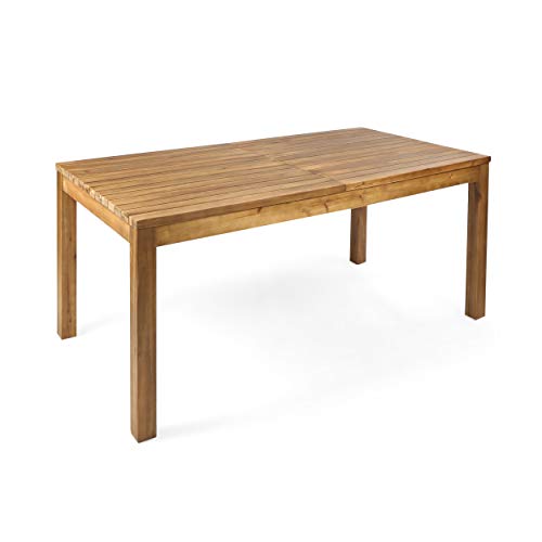 Christopher Knight Home Wilson Outdoor Expandable Acacia Wood Dining Table , Teak Finish - WoodArtSupply