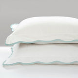 Lush Decor Coastal Chic Scalloped Edge Comforter Set, 3 Piece Set Full/Queen, Blue & White - Queen Bedding Set - White Comforter - Coastal Decor Lush Decor