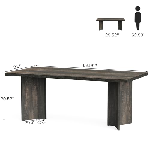 Tribesigns 10.5FT Conference Table, Large Rectangle Meeting Seminar Table for 10-12 Person, Long Wooden Business Tables (Set of 2, Dark Gray) Tribesigns