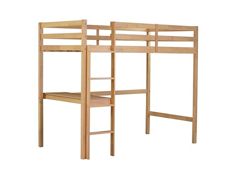 Bellemave Twin Loft Bed with Desk,Loft Bed for Kids, Boys, Girls,Wooden Loft Be Frame with Desk and Ladder, Natural Bellemave